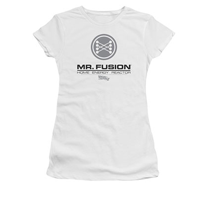 Back To The Future Mr. Fusion Juniors White Tee Shirt