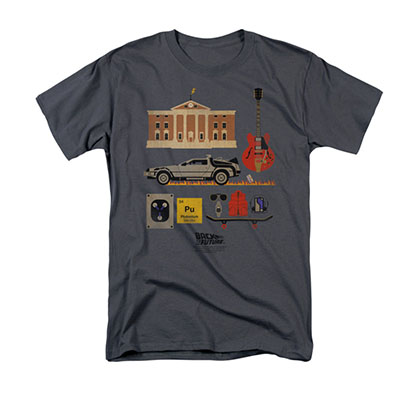 Back To The Future Men's Gray Items Tee Shirt