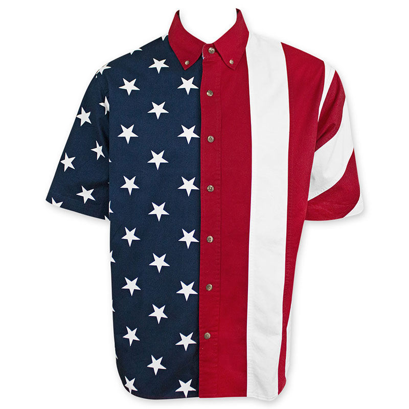 American Flag USA Button Up T-Shirt