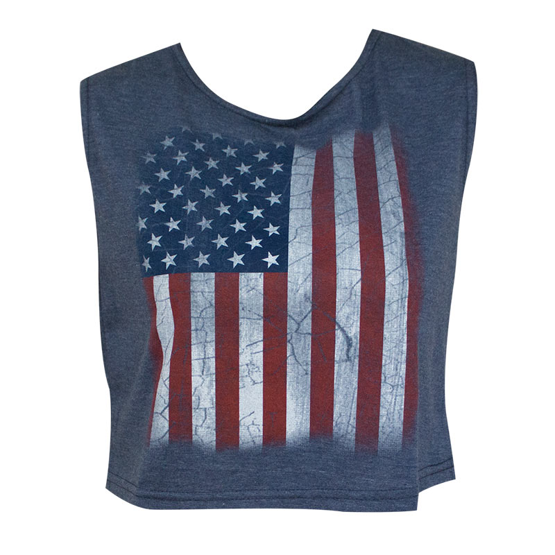 American Flag Patriotic Women's Navy Blue Crop Top American Flag Patriotic Women's Navy Blue Crop Top