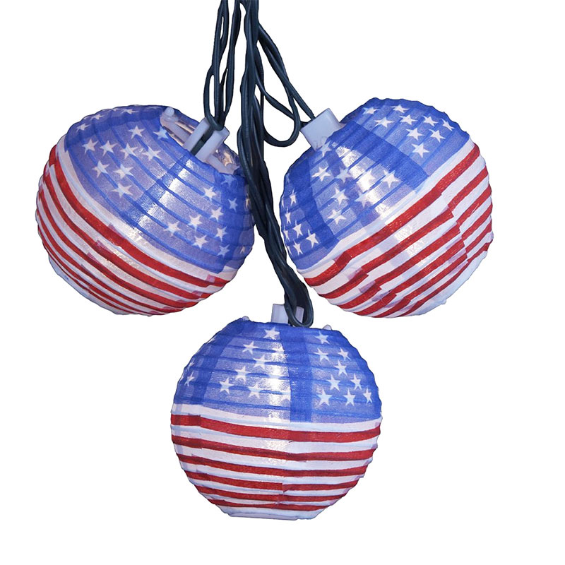 American Flag Lantern String Lights American Flag Lantern String Lights