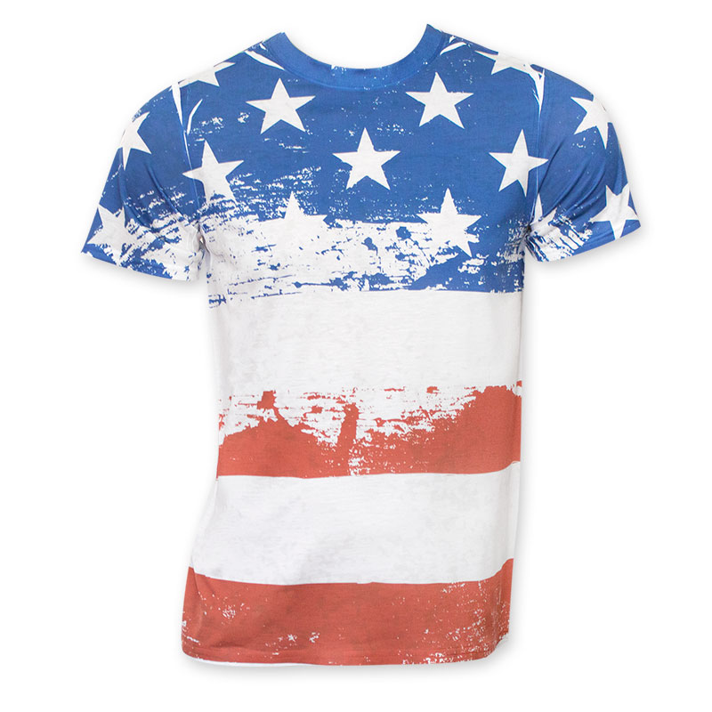 American Flag Sublimated Stars And Stripes Print T-Shirt