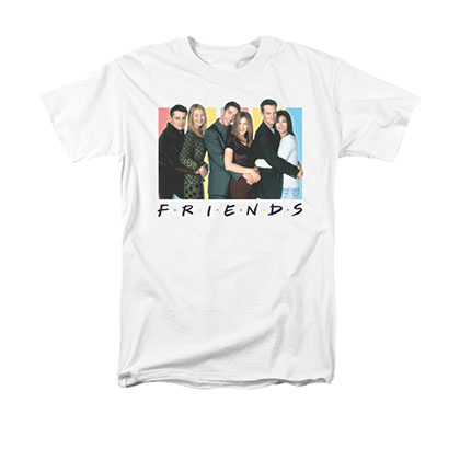 Friends Men's White Cast Logo Tee Shirt