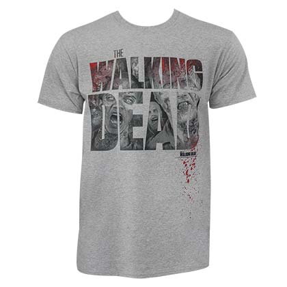 Walking Dead Bloody Logo Grey Tee Shirt