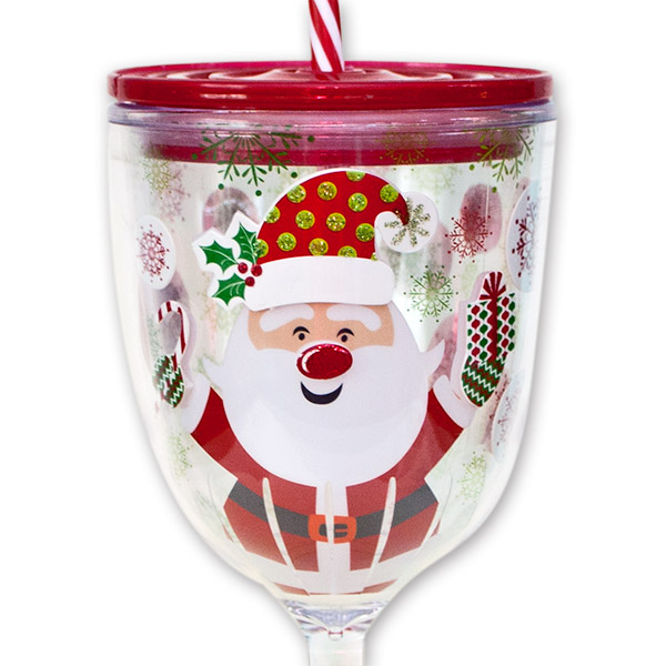 Santa Claus Wine Glass With Lid