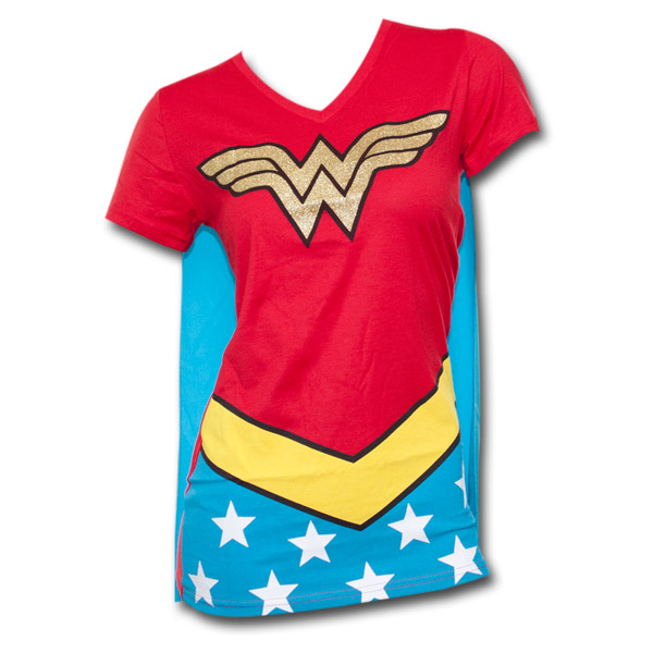Wonder Woman Women's Costume Shirt With Cape | SuperheroDen.com
