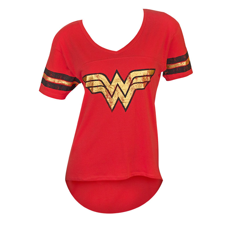 Wonder Woman Red Juniors Foil Logo Tee Shirt