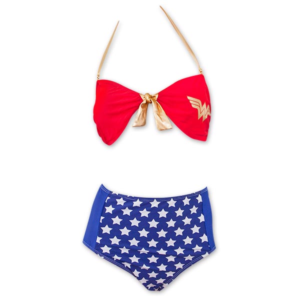Wonder Woman High Waist Women's Front Tie Bandeau Bikini