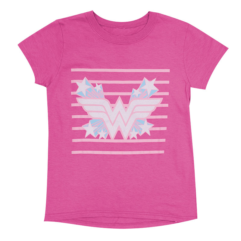 Wonder Woman Youth Girls Striped Tee Shirt