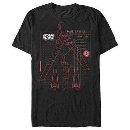 Star Wars Rogue One Imperial Shuttle Schema Black T-Shirt