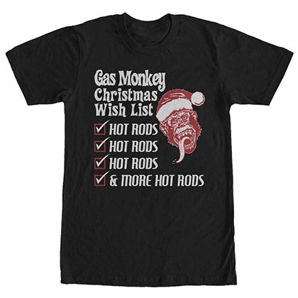 Gas Monkey Garage Monkey Christmas List Black T-Shirt