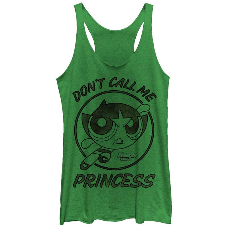 Power Puff Girls Buttercup Don't Call Me Princess Green Juniors Racerback Tank T Power Puff Girls Buttercup Don't Call Me Princess Green Juniors Racerback Tank T