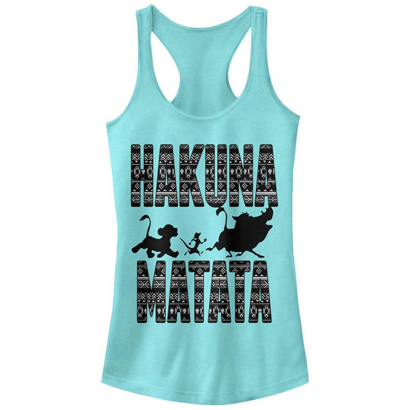 Disney Lion King Hakuna Print Blue Juniors Racerback Tank Top Disney Lion King Hakuna Print Blue Juniors Racerback Tank Top