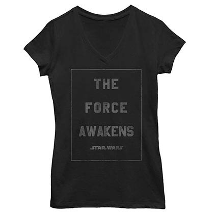 Star Wars Episode 7 Heroine Awakens Black Juniors V Neck T-Shirt