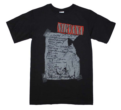 Nirvana Milan Set List T-Shirt
